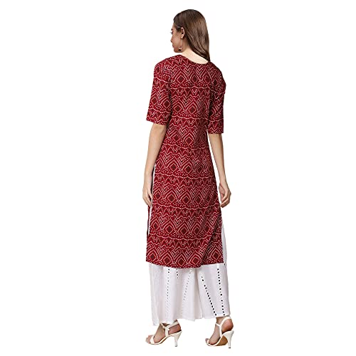 Image of Pinkmint Women's Crepe Floral Regular Kurta