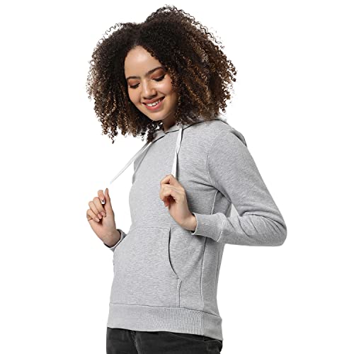 Image of Campus Sutra Women cotton Premium Zipper Hoodie-Grey