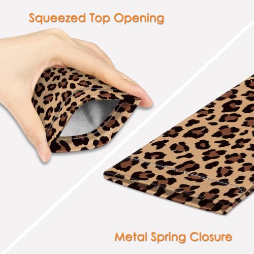 Image of FINTIE Soft Eyeglasses Case with Cleaning Cloth, Portable Squeeze Top Vegan Leather Glasses Pouch, Sunglasses Eyewear Bag
