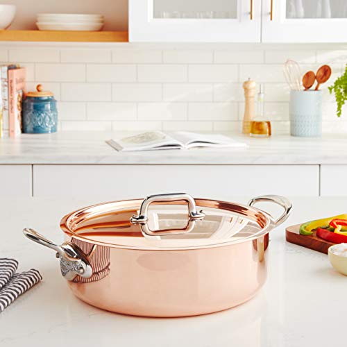 Mauviel Made In France M'heritage Copper 150S 5.8-Quart Rondeau With Lid And Cast Stainless Steel Handle #TOP5
