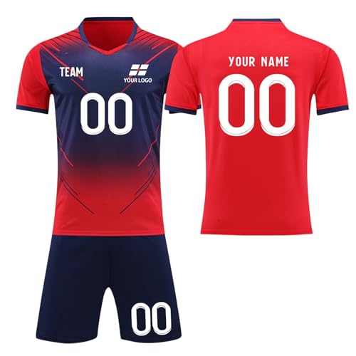 Camiseta de fútbol personalizada para hombre con número, traje de entrenamiento para niños y niñas, 5-Rojo, 32