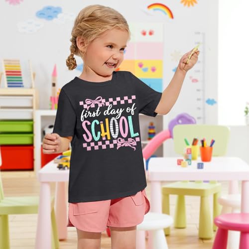LUKYCILD First Day of School Kids Shirts for Girl Kindergarten Back to School T-Shirt Casual Student Life Short Sleeve Tee3
