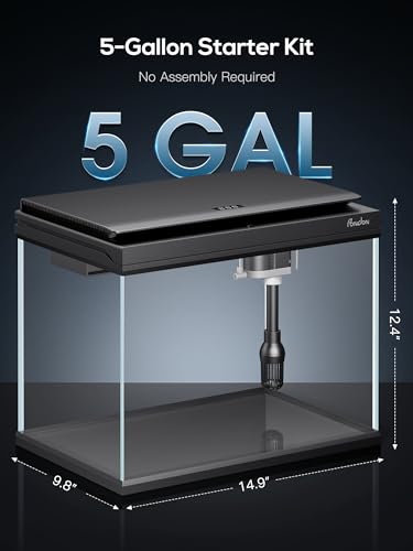 Pondon 5 Gallon Fish Tank, Low Iron Glass Aquarium Starter Kits With Temperature Digital Display thumb #5