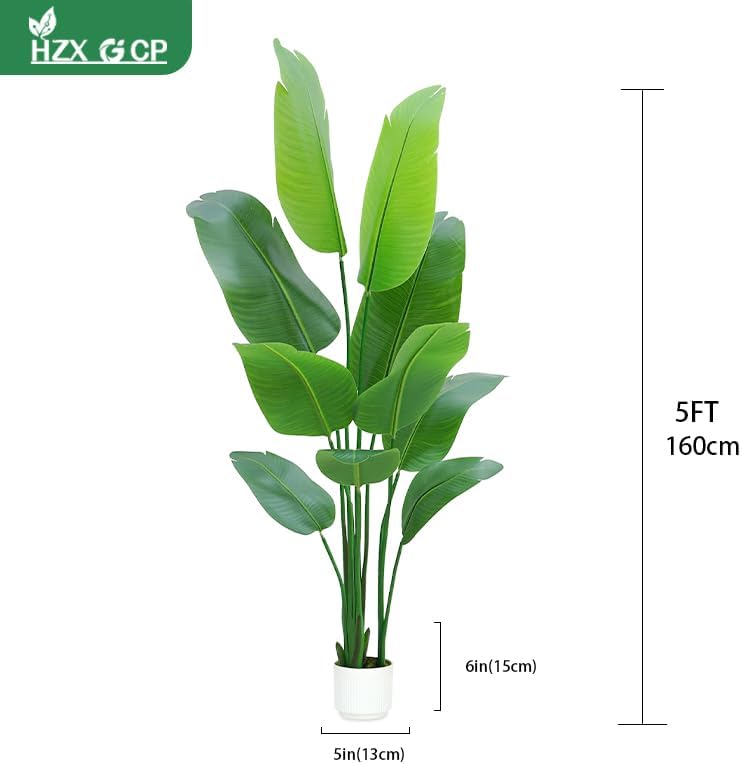 Bird of Paradise Plant Artificial 5ft,Faux Plants Indoor Tall with 10 Trunks - The Perfect Indoor Silk Floor Plant for Home Decor in Living Room, Office, and Bedroom (5FT Bird of Paradise)