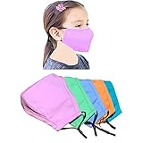 Xchime 布フェイスマスク 米国製 洗濯可能 再利用可能 通気性 調節可能なイヤーループ、ノーズワイヤー、フィルターポケット付き、3層コットン生地、10代の女の子、男の子、男性または女性向け 5枚パック