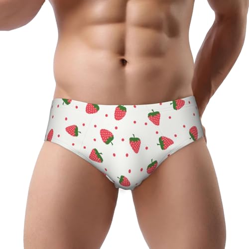 Kawaii Strawberry Print Men'S Brief Underwear Underpants Triangle Briefs With Pouch