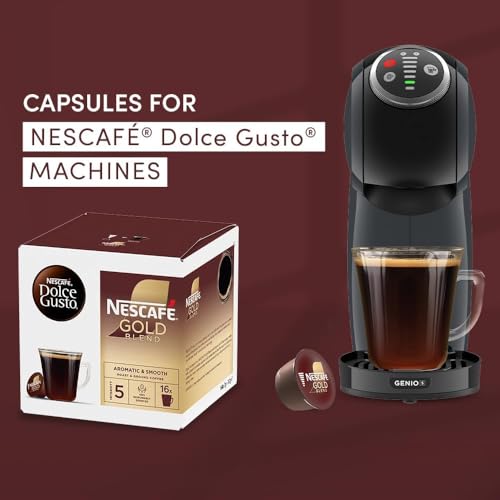 Image of Nescafe Gold Blend Dolce Gusto Coffee Pods 16 Capsules 112g Box By Cougar | Aromatic & Smooth Roast & Ground Coffee Capsules | Intensity 5 | Compatible with Dolce Gusto Machines | Rich Aroma & Balanced Taste | (Imported-USA)