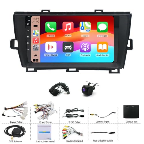 Image of 4 Core 4+64G Android 15 Car Radio for Toyota Prius 2010-2015, 9 inch IPS Touch Screen 5G WiFi Double Din Car Stereo with Wireless Carplay Android Bluetooth GPS Backup Camera WiFi FM RDS Mirror Link