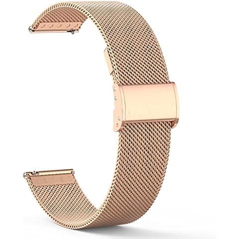 ZKCREATION Stainless Steel Mesh Metal Watch Band Compatible with Samsung Galaxy Watch 4 40/44mm Quick Release Replacement Straps 20mm Rosegold Cover