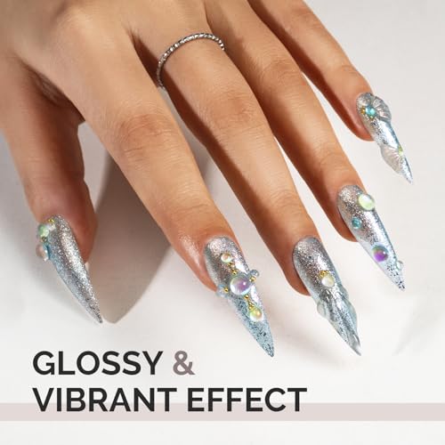 Image of MelodySusie Snowflake Blue Glitter Gel Polish,0.5fl oz Nails Soak Off UV LED Lake Blue Shimmer Sparkle Gel Polish Gift for Women Nail Art Manicure Salon DIY Nail Design Decoration at Home-1752