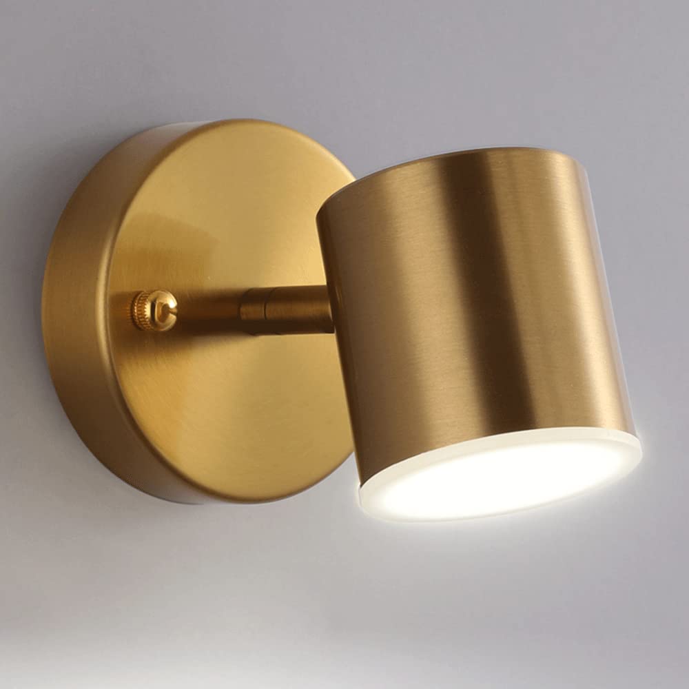 Aplique de pared de metal en latón cepillado y cabezal orientable 360° para lectura 1