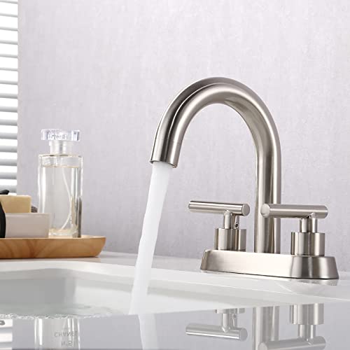 KES 4 Inches Centerset Bathroom Sink Faucet Brushed Nickel Morden Vanity Faucet Brass Construction, Sink Drain Not Included, L4117LF-BN