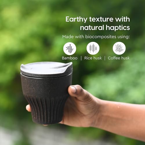 Image of Eha Earth Friendly Rafter Coffee Mug with Lid | Tea Cup Set | 250 ml | Made with Rice Husk | Microwave Safe Mugs for Gifting | 4 Unit | Coffee