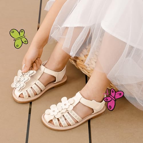 DREAM PAIRS Girls Sandals Closed-Toe Sandals with Interchangeable DIY Flower Dress Summer Shoes Toddler/Little Kid2