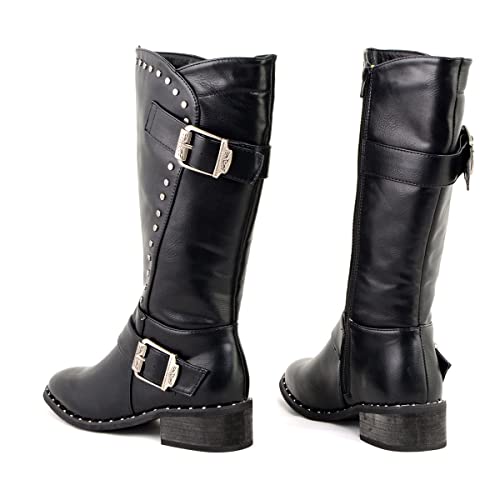 Milwaukee Leather Mbl9423 Women's Black Studded Boots With Studded Outsole - 11 #TOP5