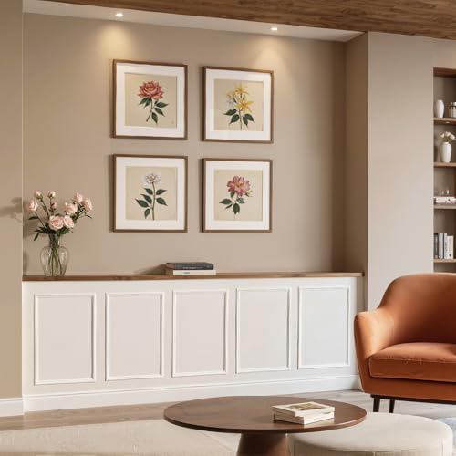 Image of Upick Peel and Stick Wainscoting Pre-Cut Wall Molding Kit, 16 inchx24 inch, 3-Frame