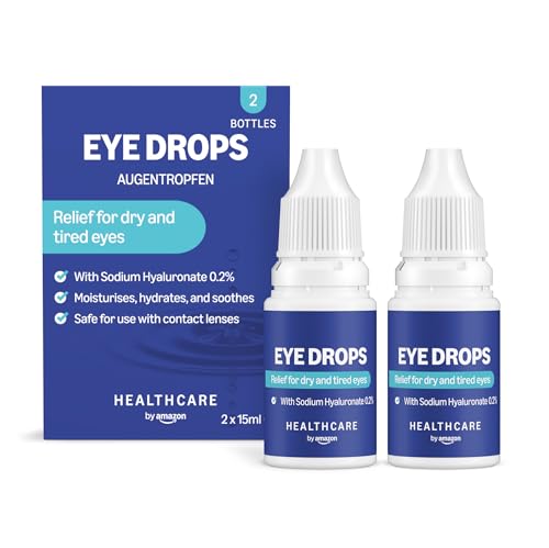 Amazon Basic Care Goccia oculari con ialuronato di sodio 0,2%, 30 ml (2 Confezione da 15 ml)