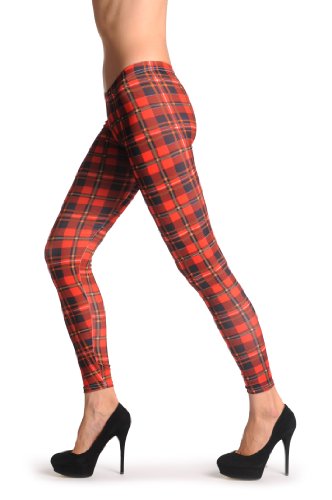 LissKiss Red, Black & Orange Tartar   Leggings   Azul Leggings Talla Unica (34 40)