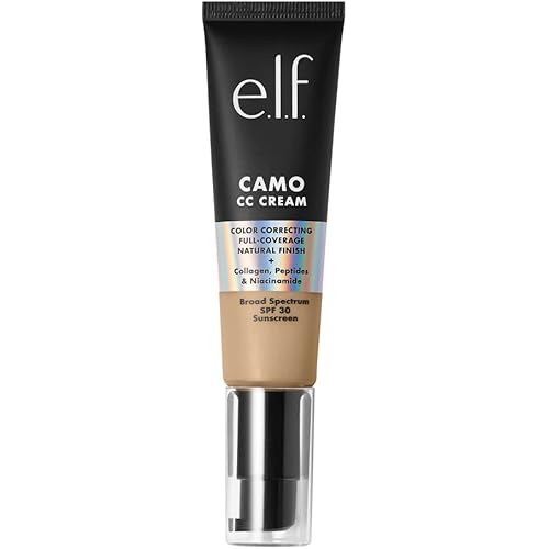 e.l.f. Camo CC Cream, Color Correcting Medium-To-Full Coverage Foundation with SPF 30, Light 205 N, 1.05 Oz (30g)