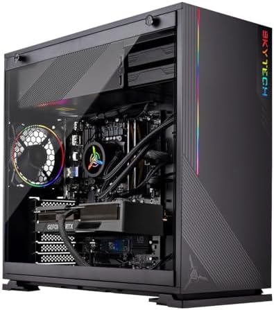 Skytech Azure Gaming PC, Ryzen 7 5700X 3.4 GHz (4.6GHz Turbo Boost), NVIDIA RTX 4060 8GB GDDR6X, 1TB NVME, 16GB DDR4 RAM 3200, 650W Gold PSU, Wi-Fi, Win 11 Home