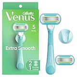 Gillette Venus Extra Smooth Women's Razor Handle (1 Handle + 2 Blade Refills), Green, 1 Count (Pack of 1)