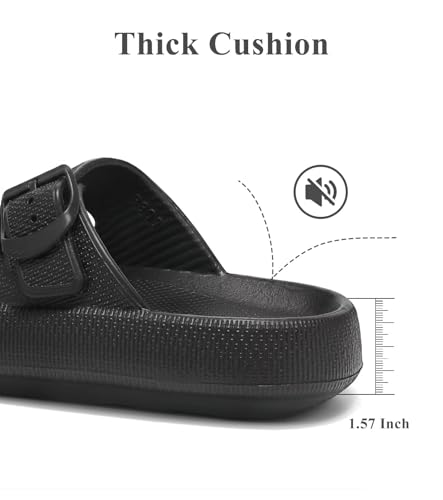 Image of Haifago Cloud Slide Sandals for Women Comfort Recovery Pillow Sandal, Lightweight House Bathroom Shower Slippers Adjustable Double Buckle Platform Slide
