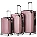 Produktbild Flexot 2045 3er Reisekoffer Set - Farbe Rosa (Pink) Größe M L XL Hartschalen-Koffer Trolley Rollkoffer Reisekoffer 4 Rollen