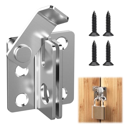 Türriegel Abschließbar Edelstahl Riegel Klein Riegelschloss 2 in 1 Riegel mit Schloss-Loch Schraube Fensterriegel Außen Türverriegelung Links öffnen Verriegelung Schlossriegel für Fenster,Tür (Silber)