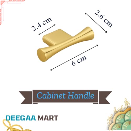 Image of Twin Hole Zinc Alloy Drawer Pulls, Gold Color Handles for Drawers, Cabinets, Wardrobes, and Kitchen Doors - Decorative Furniture Hardware (Qty:2, T Handle)