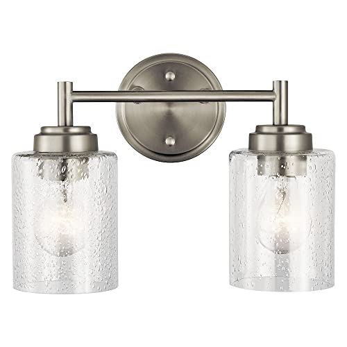 Image of KICHLER 45885BK Winslow Vanity, 2-Light 150 Total Watts, Black, 12.75 inch