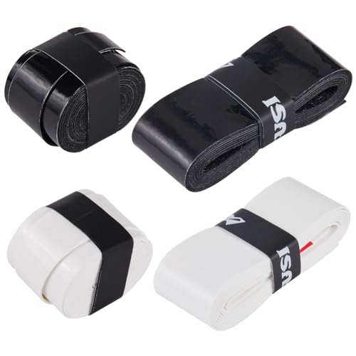 CREATCABIN 8Pcs Tape Overgrip Tennis Racket Grips Pickleball Badminton Racket Grip Tape PU Leather Tacky Over Wrap Fishing Rods for Comfort Anti-Slip Sweat Absorbent Grip 2.5x110cm White&Black