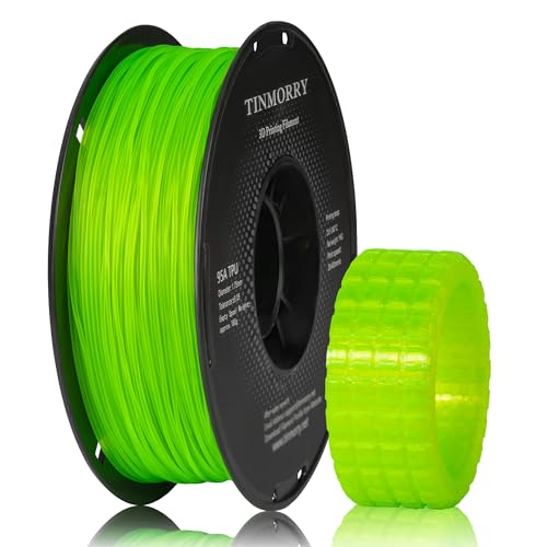 TINMORRY TPU 95A Filament 1.75 mm for 3D Printers, 1 kg, Transparent Green