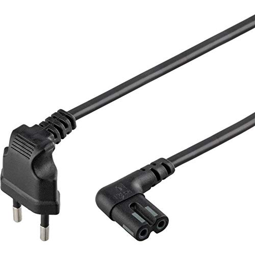 SONOS Euro Netzkabel, 2 polig, C7 Buchse, Eurostecker 90°, 230V, 3m Schwarz