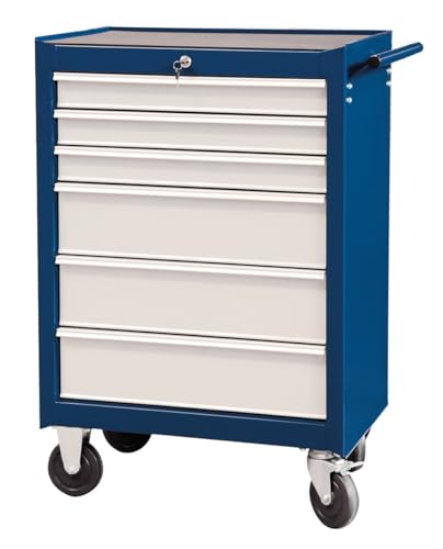 Projahn Werkstattwagen STAR unbestückt, Werkzeugwagen mit 7 Schubladen, Werkstattschrank mit 4 Rollen, Blau, abschließbar 4901-50