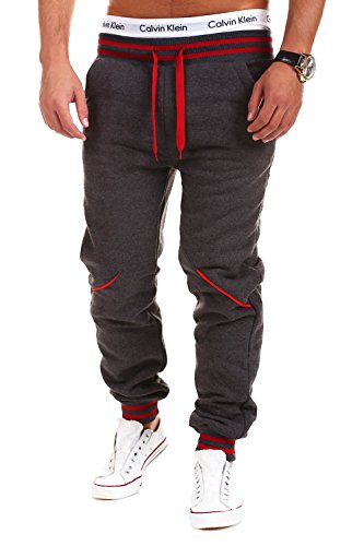 MT Styles Trainingshose Jogginghose MT-52 [Dunkelgrau/Rot, S]