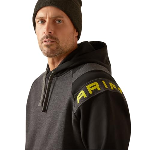 Image of Ariat Men's Rebar Workman Colorblock Logo Hoodie