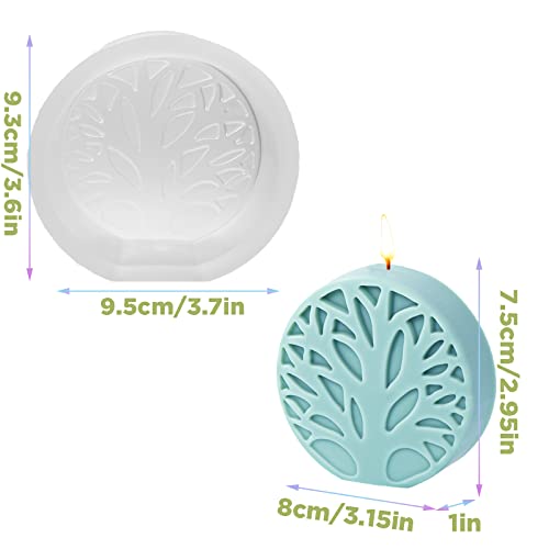 Lsleva 2-Pack 3D Simple Tree Shape Silicone Candle Molds, Diy Abstract Tree Candle Molds For Candle Making Resin Soap Casting Chocolate, Circular Tree Shape Molds For Wedding Decor, 3.6" #TOP1
