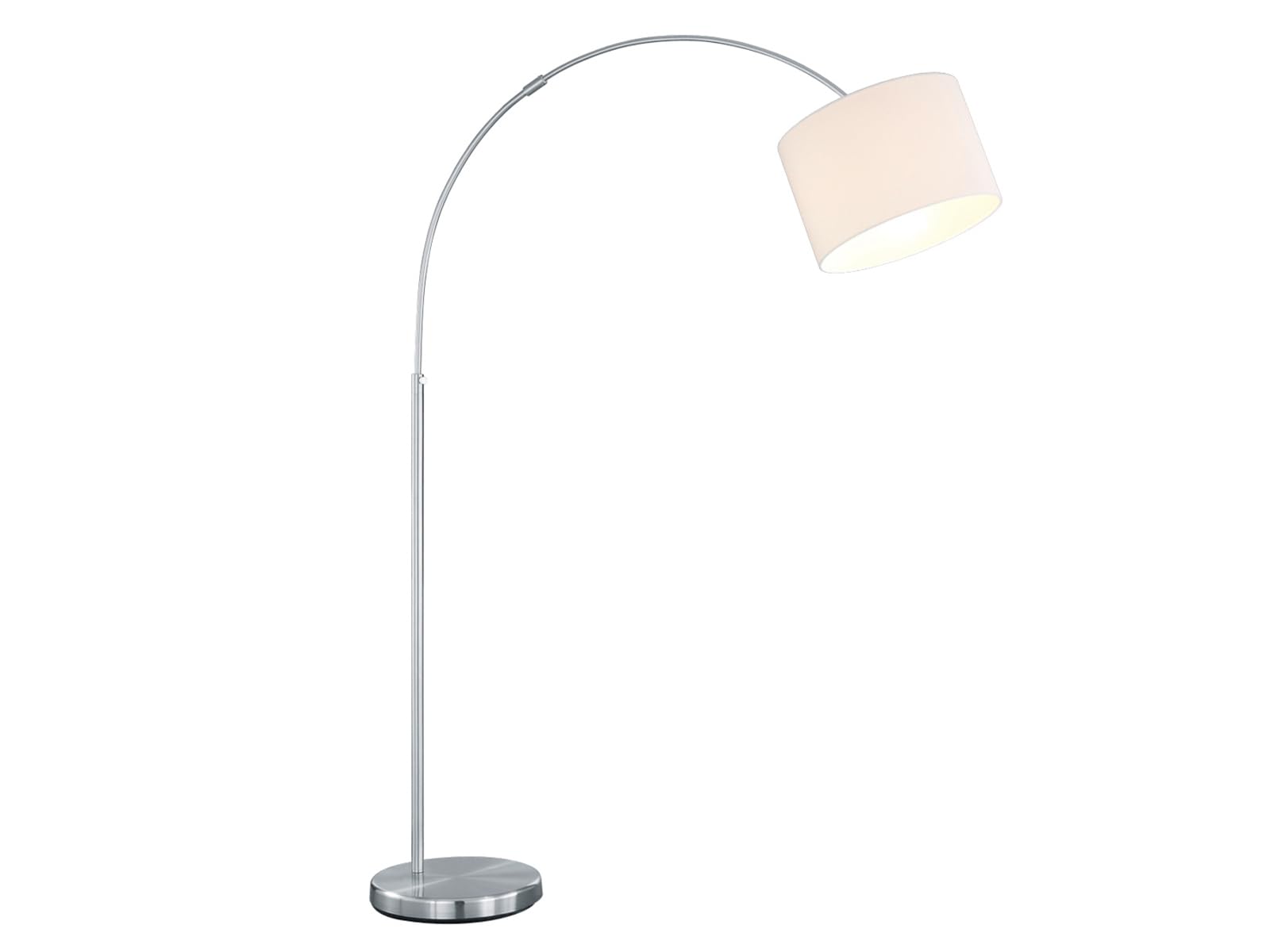 meineWunschleuchte Lampada ad arco regolabile in altezza con paralume in tessuto, colore bianco, altezza max. 215 cm
