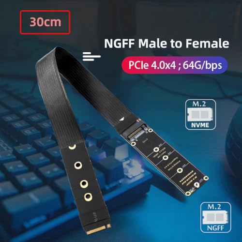 CY Adapter NGFF M-Key NVME Stecker auf Buchse Verlängerungskabel PCI Express 30cm PCI-E 4.0 für Mainboard SSD 2230/2242/2260/2280