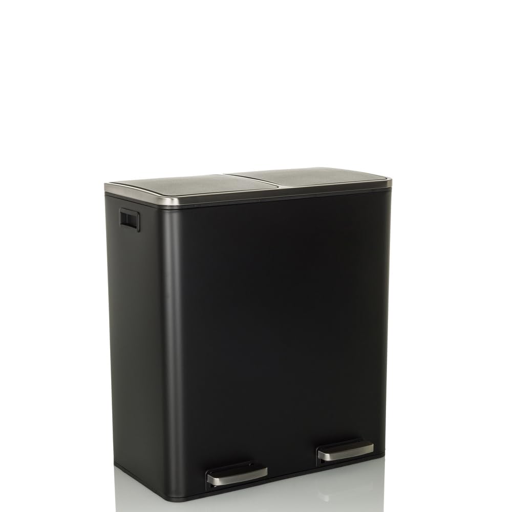 hjh OFFICE Mülleimer CLEAN XI – 2×30 L Mülltrennsystem, Softclose, Schwarz