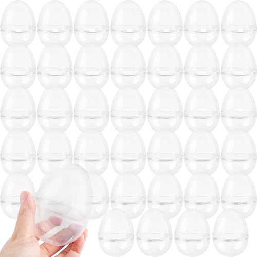 Swakuta 40 Pcs 3.5 Inch Clear Easter Egg Plastic Transparent Empty Easter Eggs Bulk Large Translucent Fillable Easter Eggs for Easter Hunt Toys Party Favor