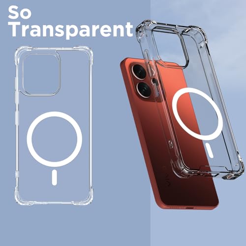 Image of Amazon Basics Back Cover for Vivo V70 5G Mag-Safe Shockproof PC + TPU Protective Case Magnetic Support Bumper Case (Transparent Mag-Safe)