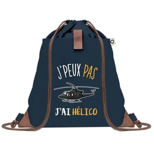 Sac de sport bleu J'peux pas hélico : idée cadeau original pour collègue