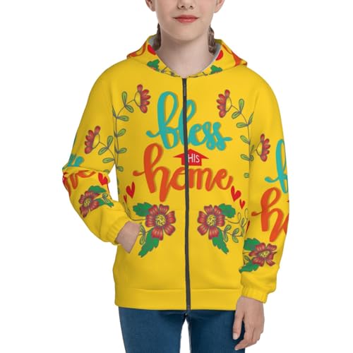 Blooming Sunflower Field Kid Hoodies Boys Zip Up Sweatshirts Girls Pullover with Pocket3