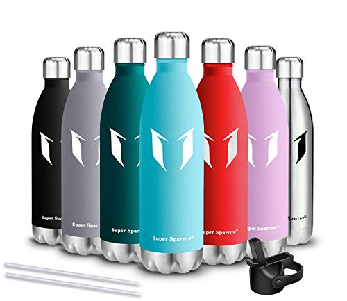 Super Sparrow Insulated Water Bottle Double Wall Vacuum Stainless Steel Bottle, Small Mouth Cola Shape Travel Thermal Flask 12/17/25oz Bottles, Perfect for Outdoor Sports Camping Hiking Cycling