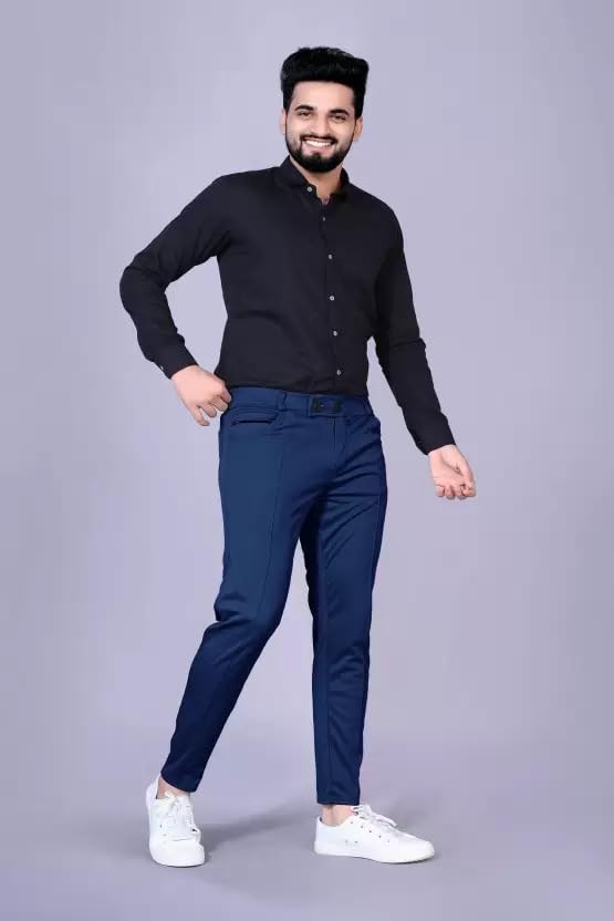 Image of Casual Pants for Men Combo Pack of 2 | Stylish Slim Fit Men's Wear Trousers for Office | Mens Fashion | Modern Mens