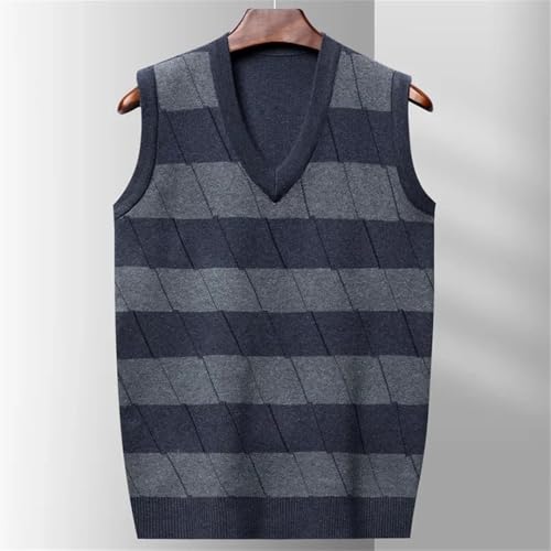 Men V Neck Sleeveless Sweater Vest Spring Casual Business Plaid Pullover Waistcoat Layering2