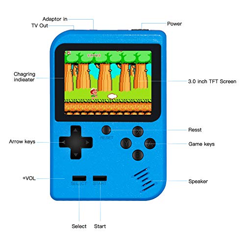 Handheld Game Console, Retro Mini Game Player with 400 Classical FC Games Support Connecting TV & Two Players for Kids Adult Gifts