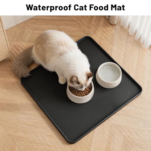 Image of NAMTSO Mini Fridge Silicone Mat, 24 inchx24 inch Floor Protector Drip Tray, Black | Waterproof & Non-Slip Water Cooler Mat, Soft Silicone Tray for Ice Maker, Humidifier & Coffee Maker, Portable AC Drip Pan