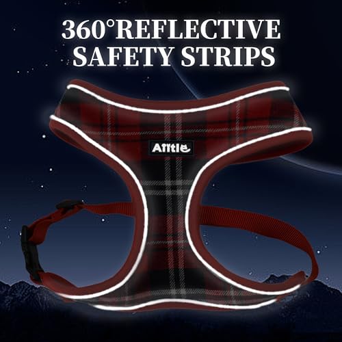AIITLE Christmas Breathable Dog Harness for Small Dogs, Comfortable Adjustable Plaid Mesh Vest with Quick-Release Buckle, Reflective Safety Strips – Perfect for Poodles, Teddy Dogs (M, Red) by Aiitle - Image 5